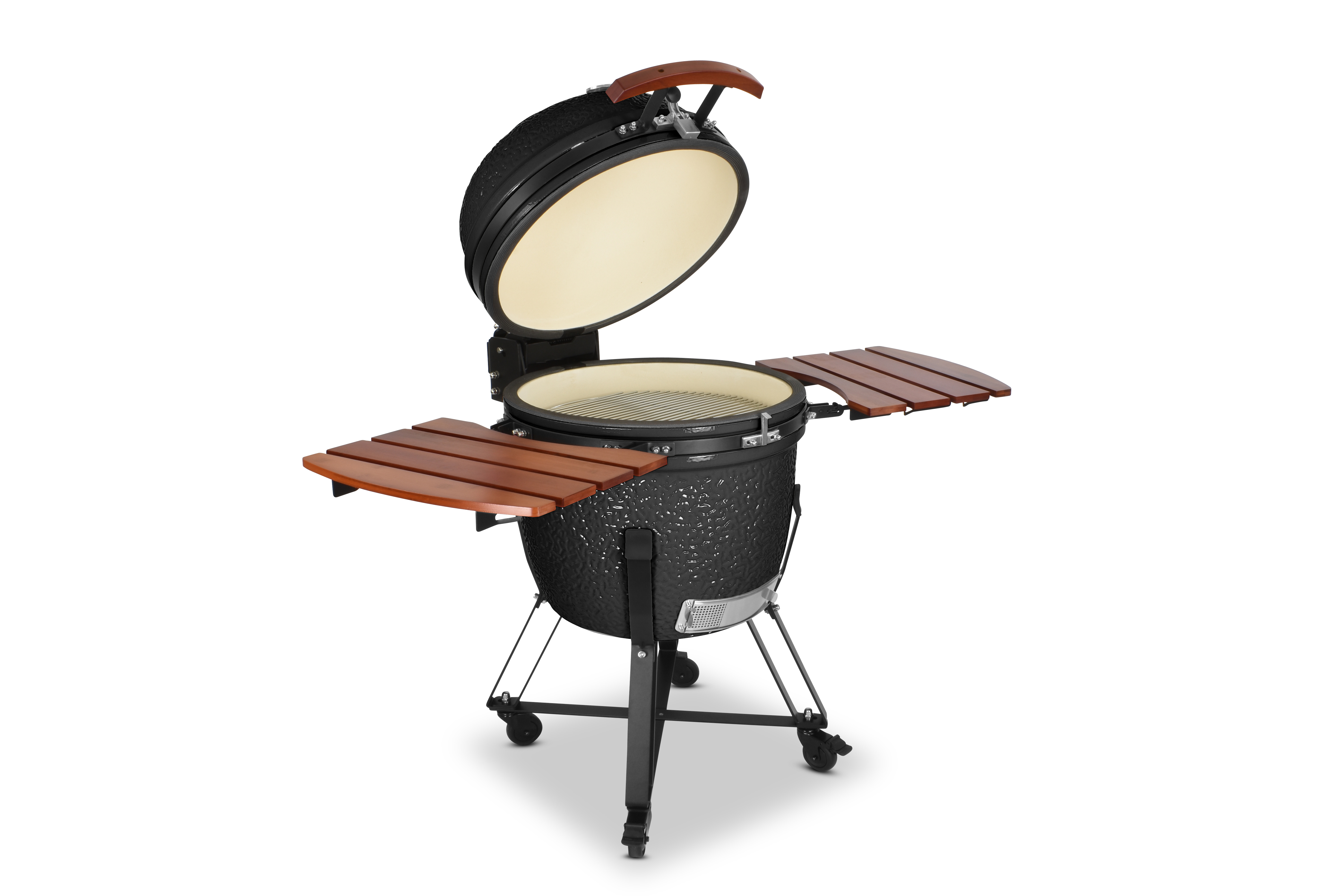 Kamado SE-23,5 Grill Schwarz 60 cm Grilldurchmesser, Grillrostdurchmesser 51,5cm, BBQ Keramik Holzkohlegrill Grill mit Holzkohle
